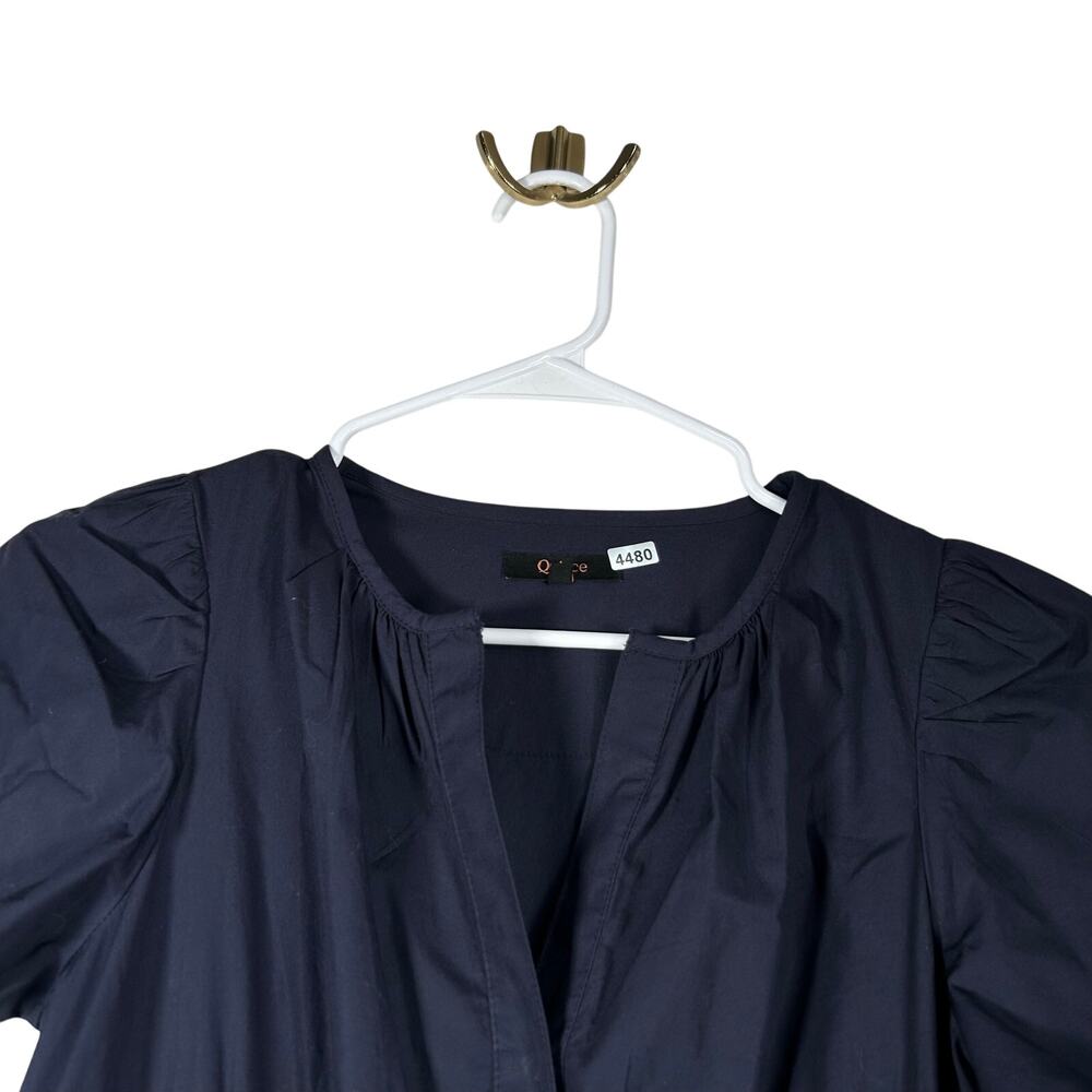 NWOT Quince Women's Navy Blue Tiered Maxi Dress XS Organic Poplin 4480-90 - Picture 10 of 11